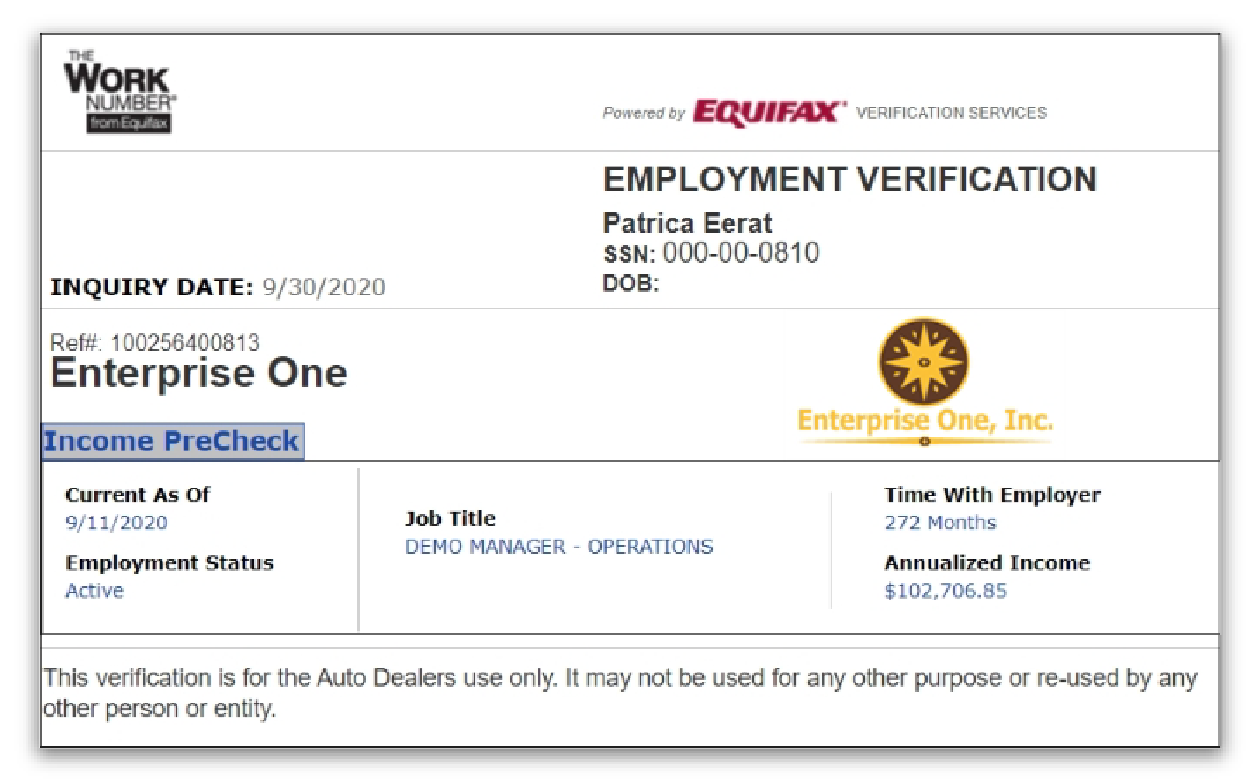 Income Precheck with employment start date, employment status, and income